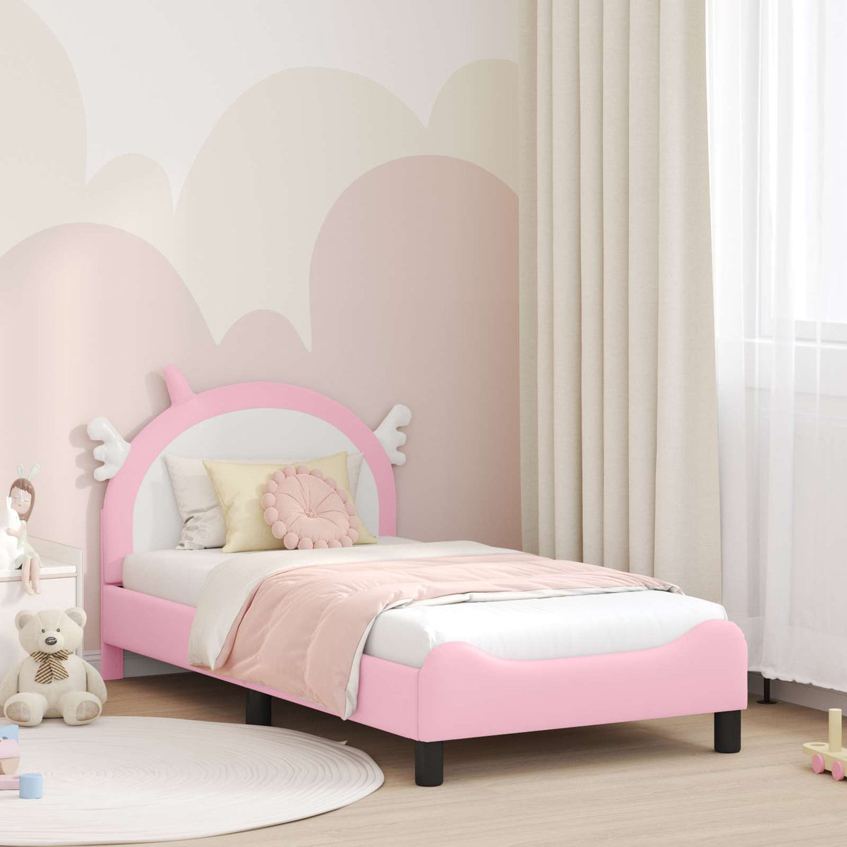 Vidaxl bedframe voor kinderen met hoofdbord roze 80 x 160 cm pu