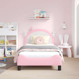 Vidaxl bedframe voor kinderen met hoofdbord roze 80 x 160 cm pu