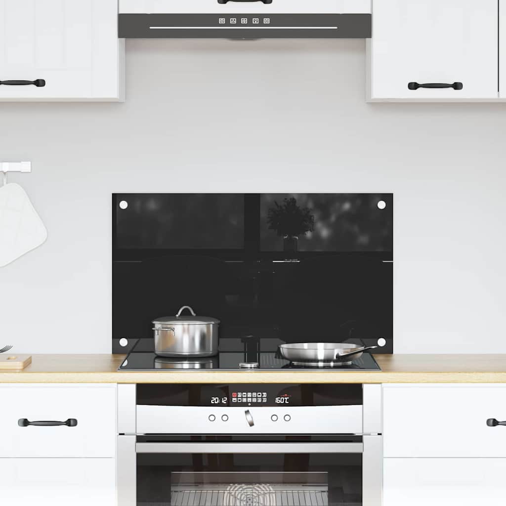 Vidaxl keuken achterwand zwart 70 x 40 cm gehard glas
