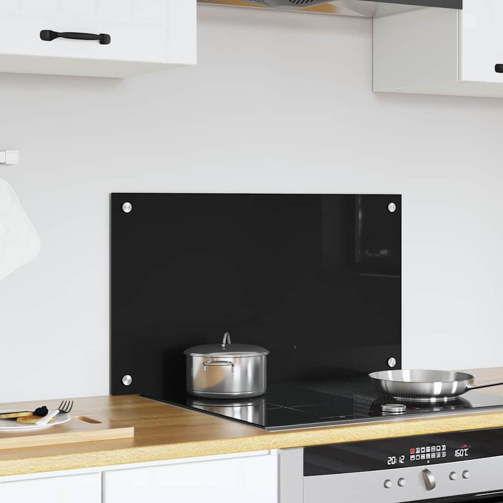 Vidaxl keuken achterwand zwart 70 x 40 cm gehard glas