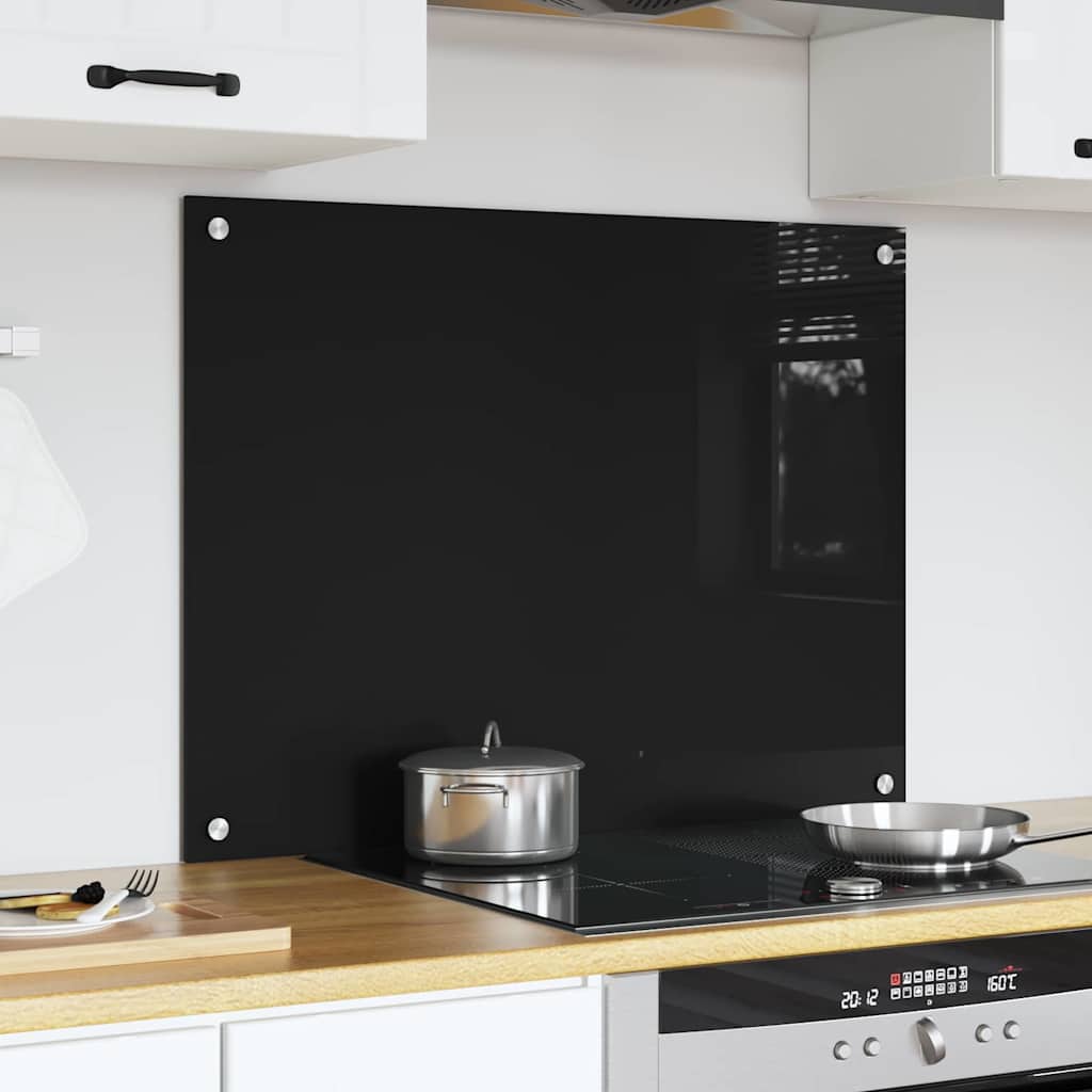 Vidaxl keuken achterwand zwart 80 x 60 cm gehard glas