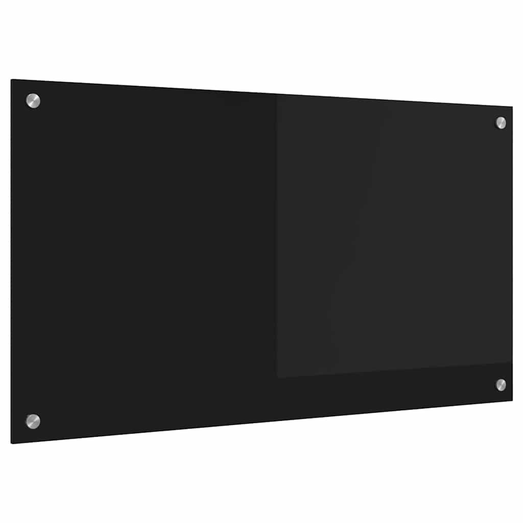 Vidaxl keuken achterwand zwart 90 x 50 cm gehard glas