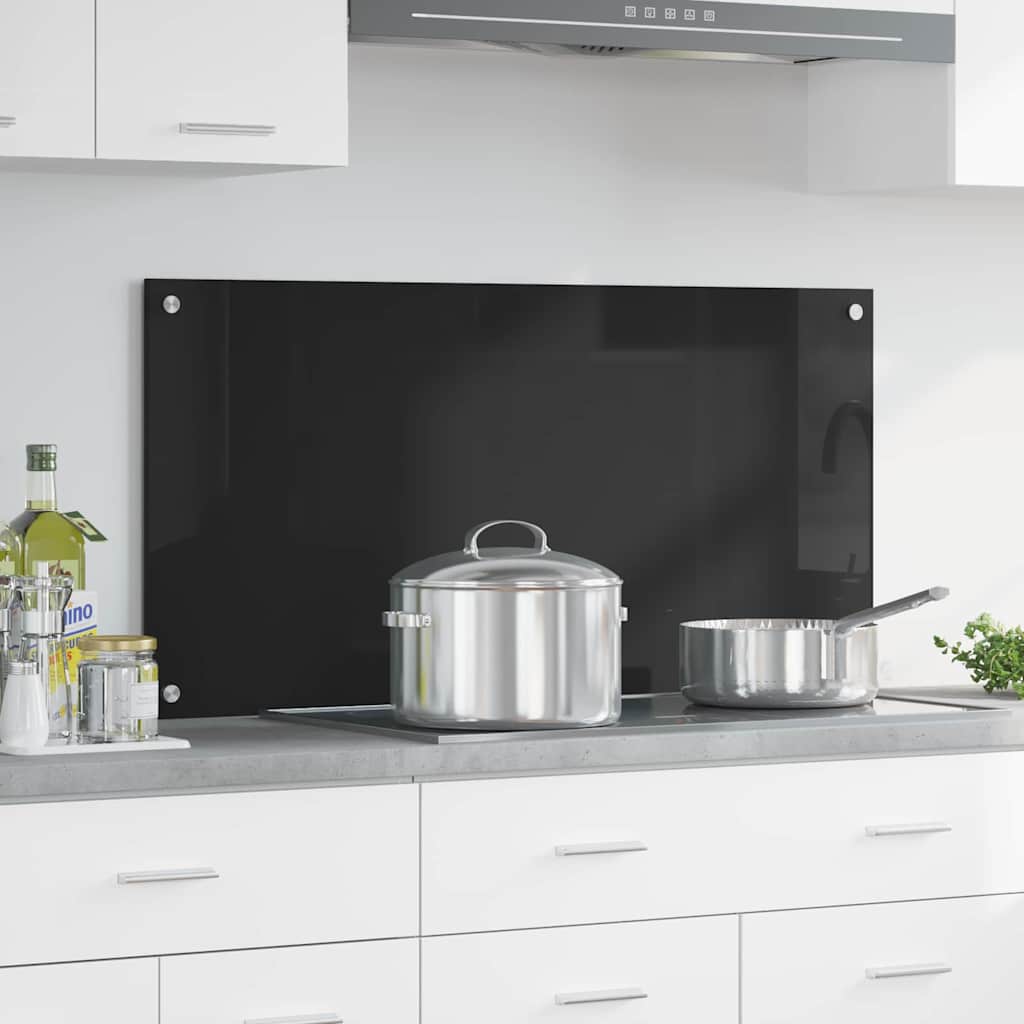 Vidaxl keuken achterwand zwart 100 x 50 cm gehard glas