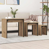 Vidaxl salontafel 3 st artisan eiken 60 x 35 x 56 cm bewerkt hout