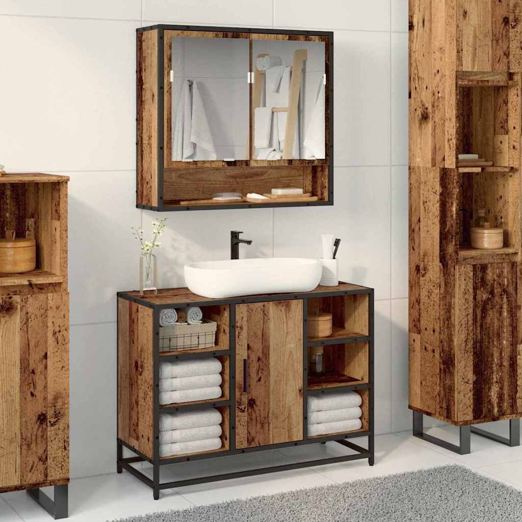 Vidaxl wandplank oudhout 65 x 20 x 60 cm