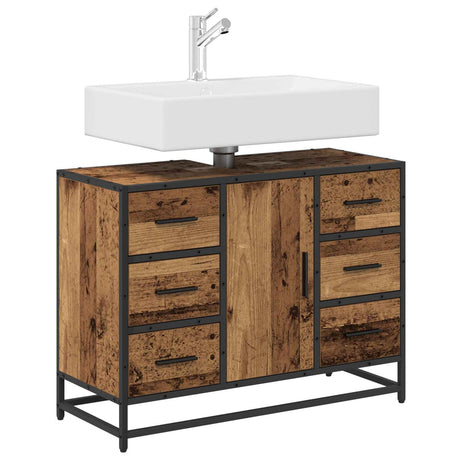 Vidaxl badkamerkast oud hout 80 x 33 x 60 cm bewerkt hout