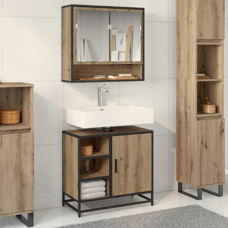 Vidaxl badkamerkast artisan eiken 65 x 33 x 60 cm bewerkt hout