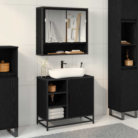 Vidaxl badkamerkast zwart eiken 65 x 33 x 60 cm bewerkt hout