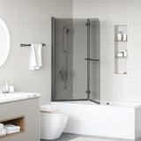 Vidaxl douche omhulsel zwart 95 x 140 cm esg-glas en aluminium