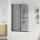 Vidaxl douche omhulsel zwart 120 x 140 cm esg-glas en aluminium