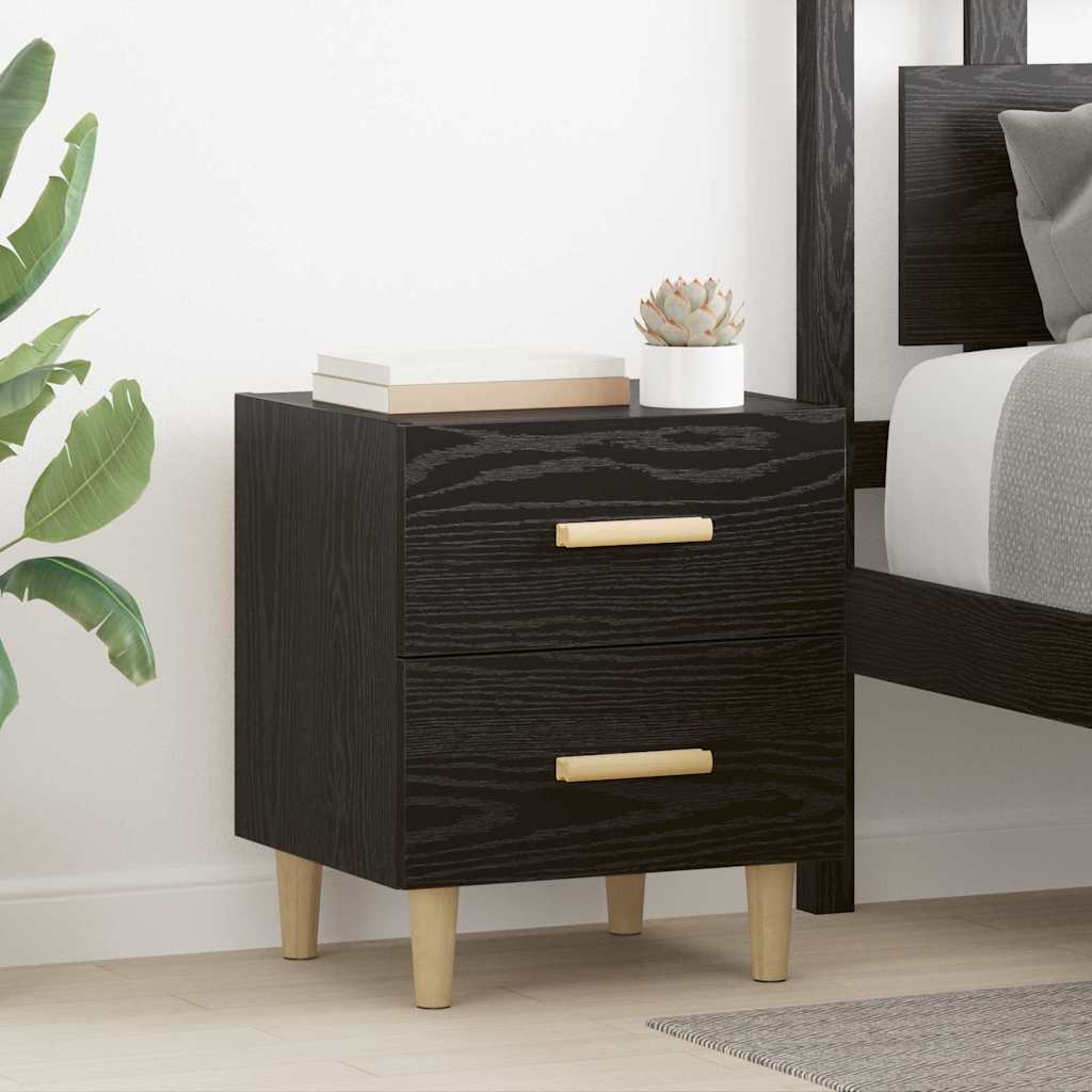 Vidaxl bed kast 2 st zwart eiken 40 x 35 x 47.5cm bewerkt hout