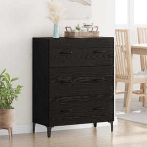 Vidaxl dressoir zwart eiken 69,5 x 34 x 90 cm gemonteerd hout en ijzer
