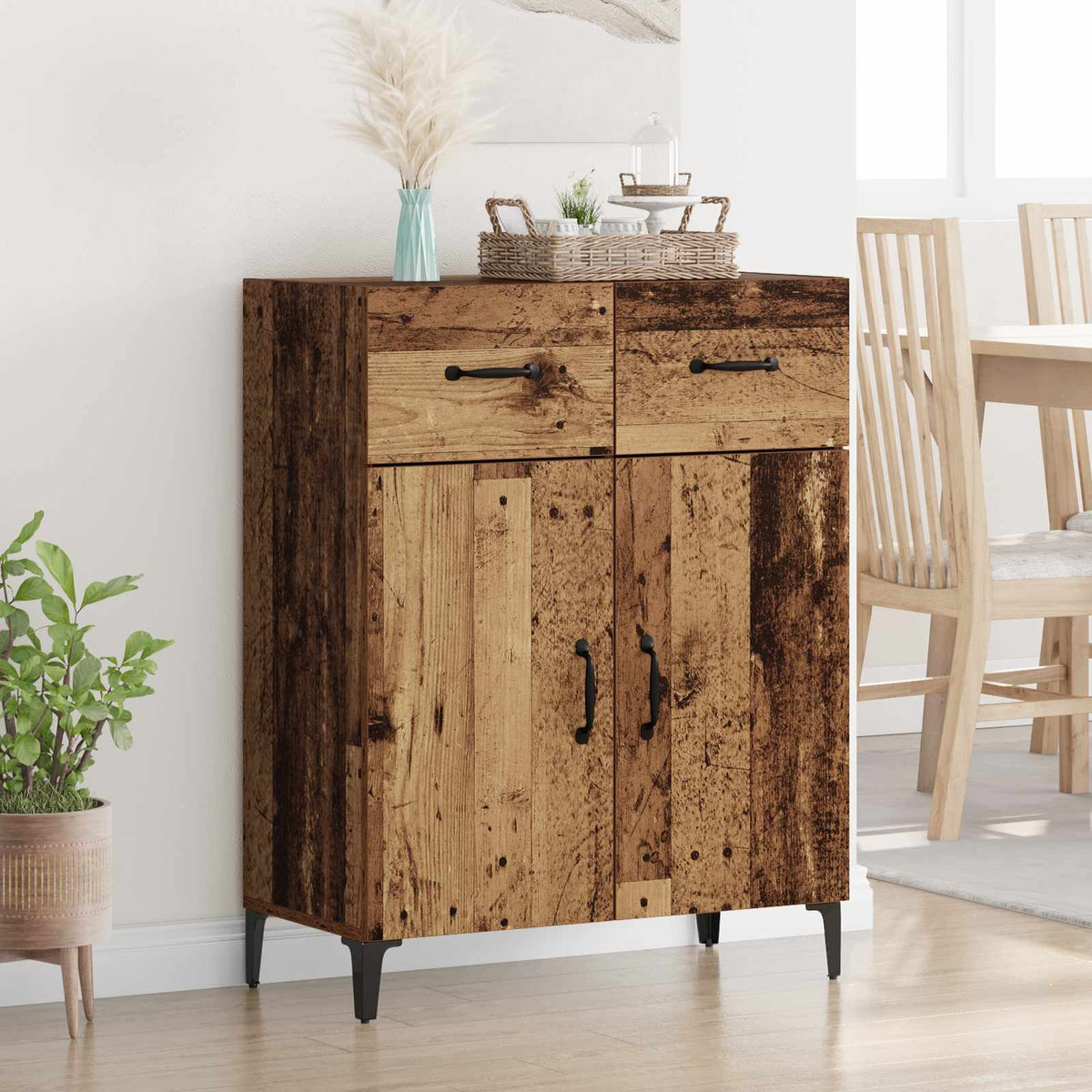 Vidaxl dressoir oudhout 69,5 x 34 x 90 cm bewerkt hout