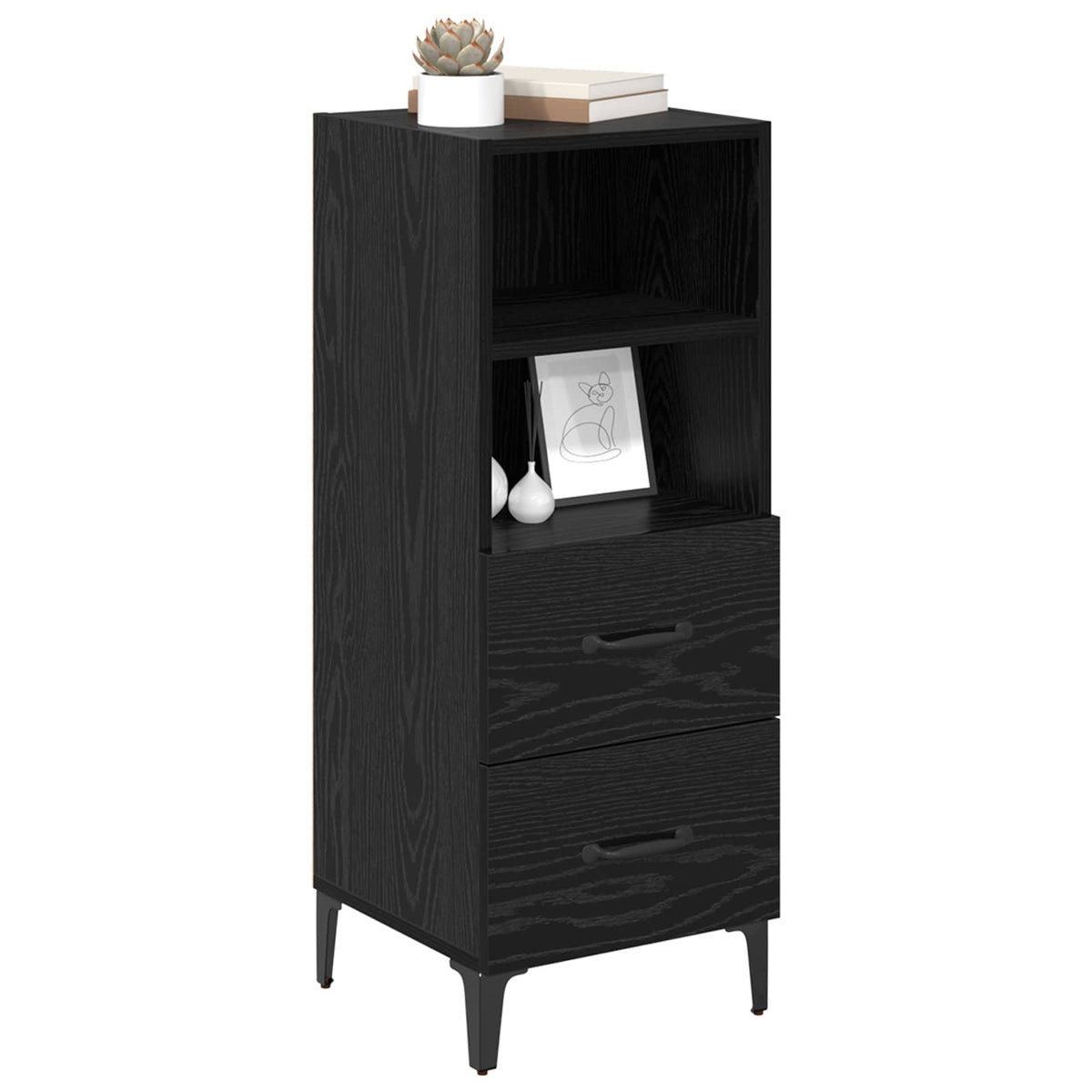 Vidaxl dressoir zwart eiken 34 x 34.5 x 90 cm bewerkt hout