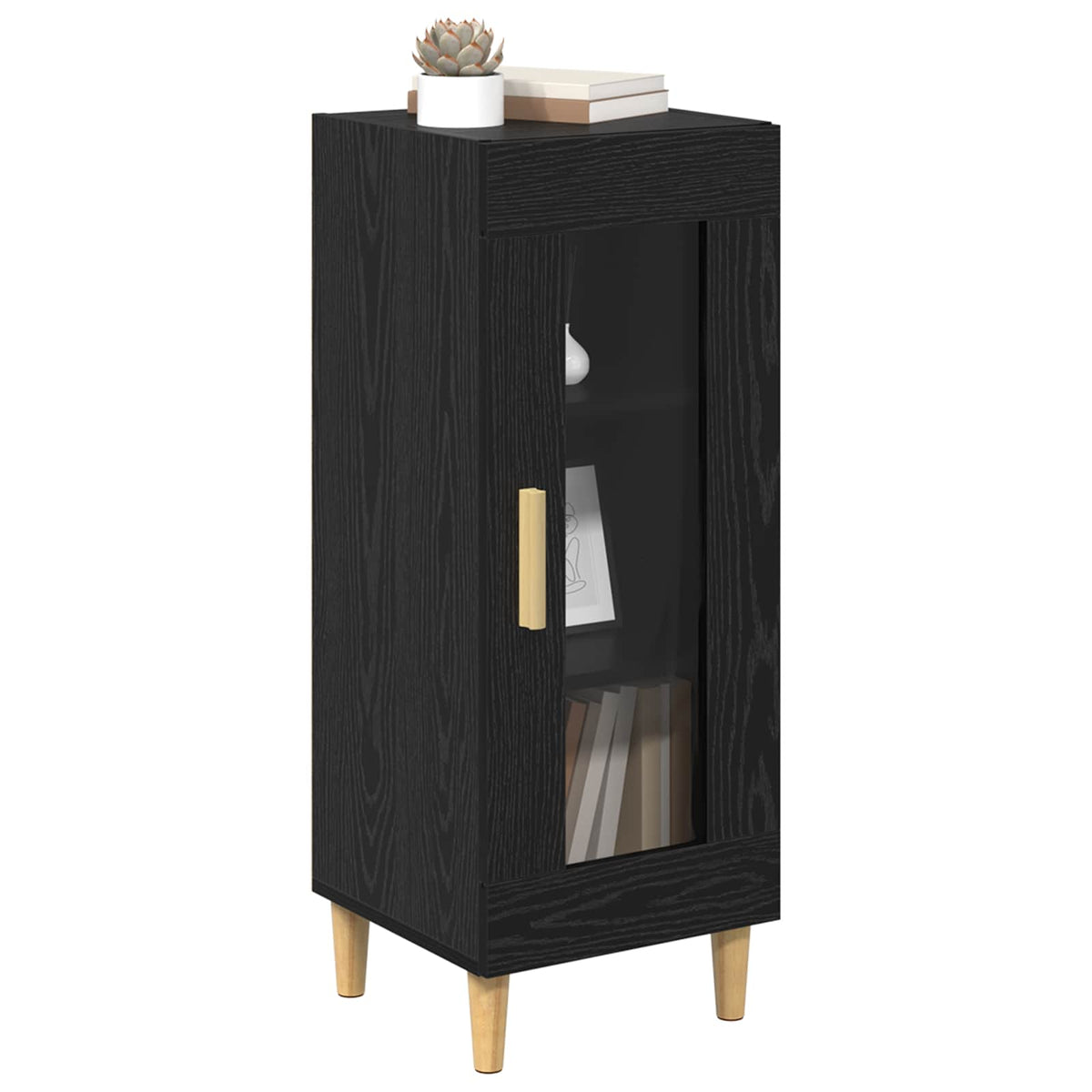 Vidaxl dressoir zwart eiken 34.5 x 32.5 x 90 cm bewerkt hout