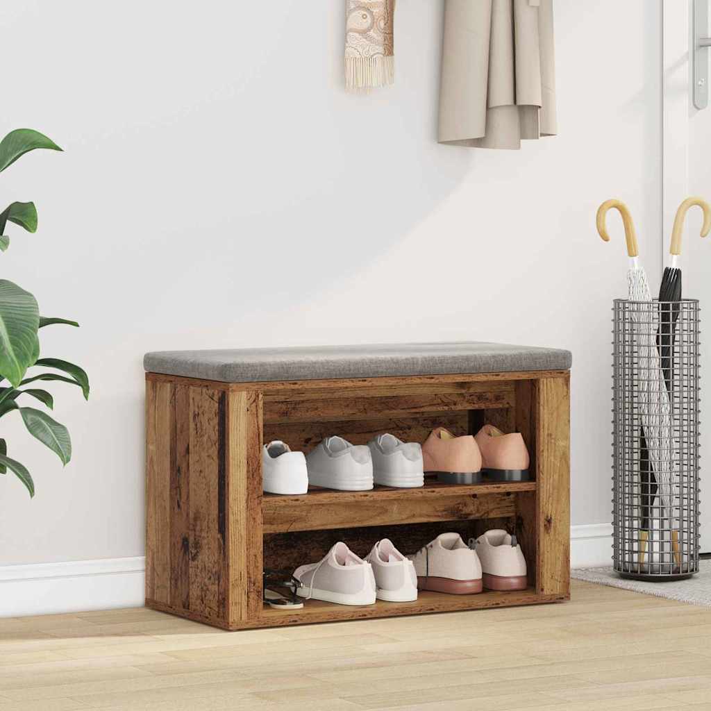 Vidaxl schoenenrek met plank oud hout 75 x 35 x 45 cm bewerkt hout
