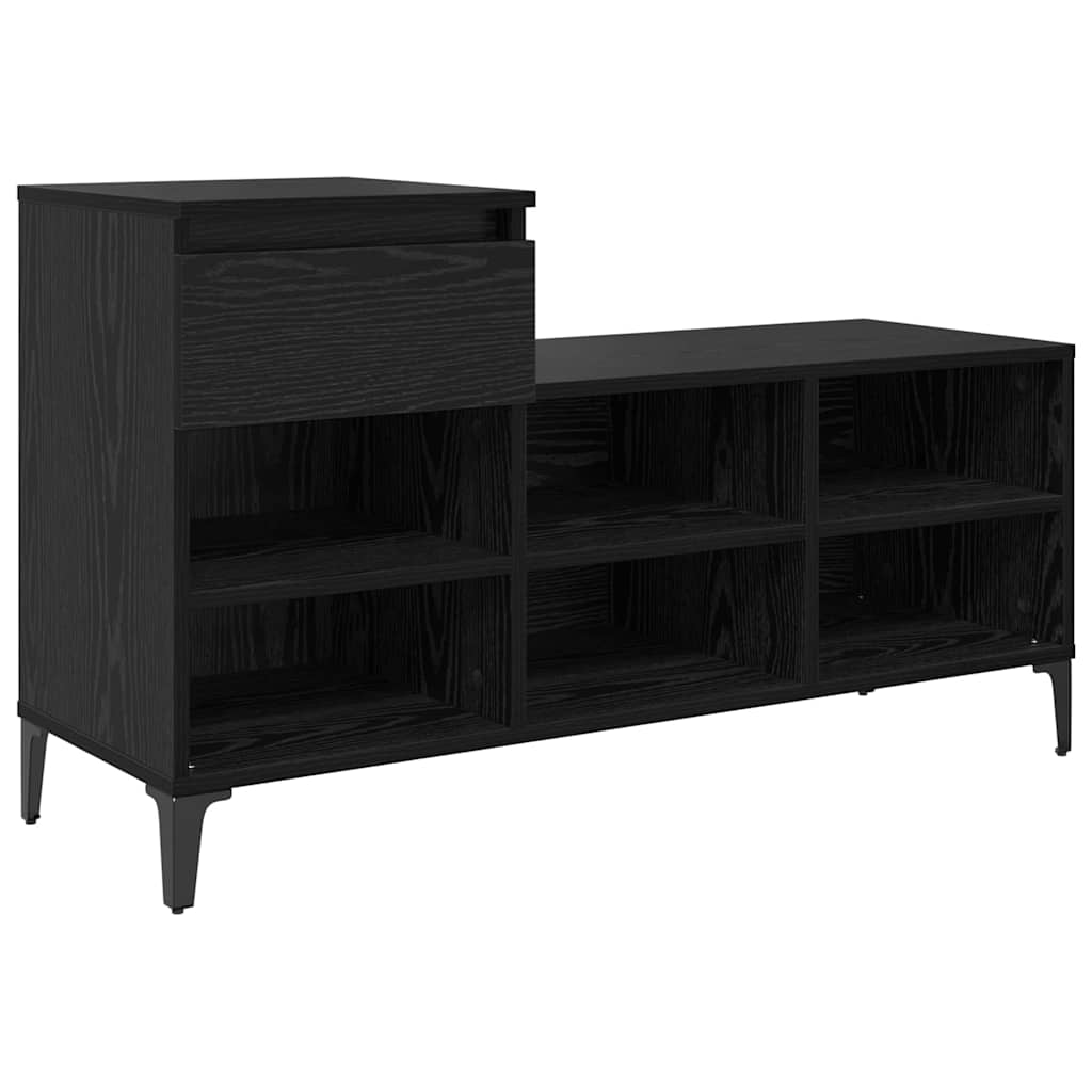 Vidaxl schoenenkast met lade zwart eiken 102 x 36 x 60 cm bewerkt hout