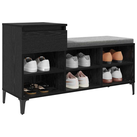 Vidaxl schoenenkast met lade zwart eiken 102 x 36 x 60 cm bewerkt hout