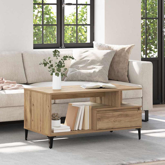 Vidaxl salontafel artisan eiken 90 x 49 x 45 cm bewerkt hout
