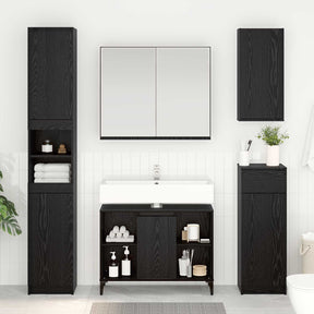 Vidaxl wastafelkast met plank met opslag zwart eiken 80 x 33 x 60 cm