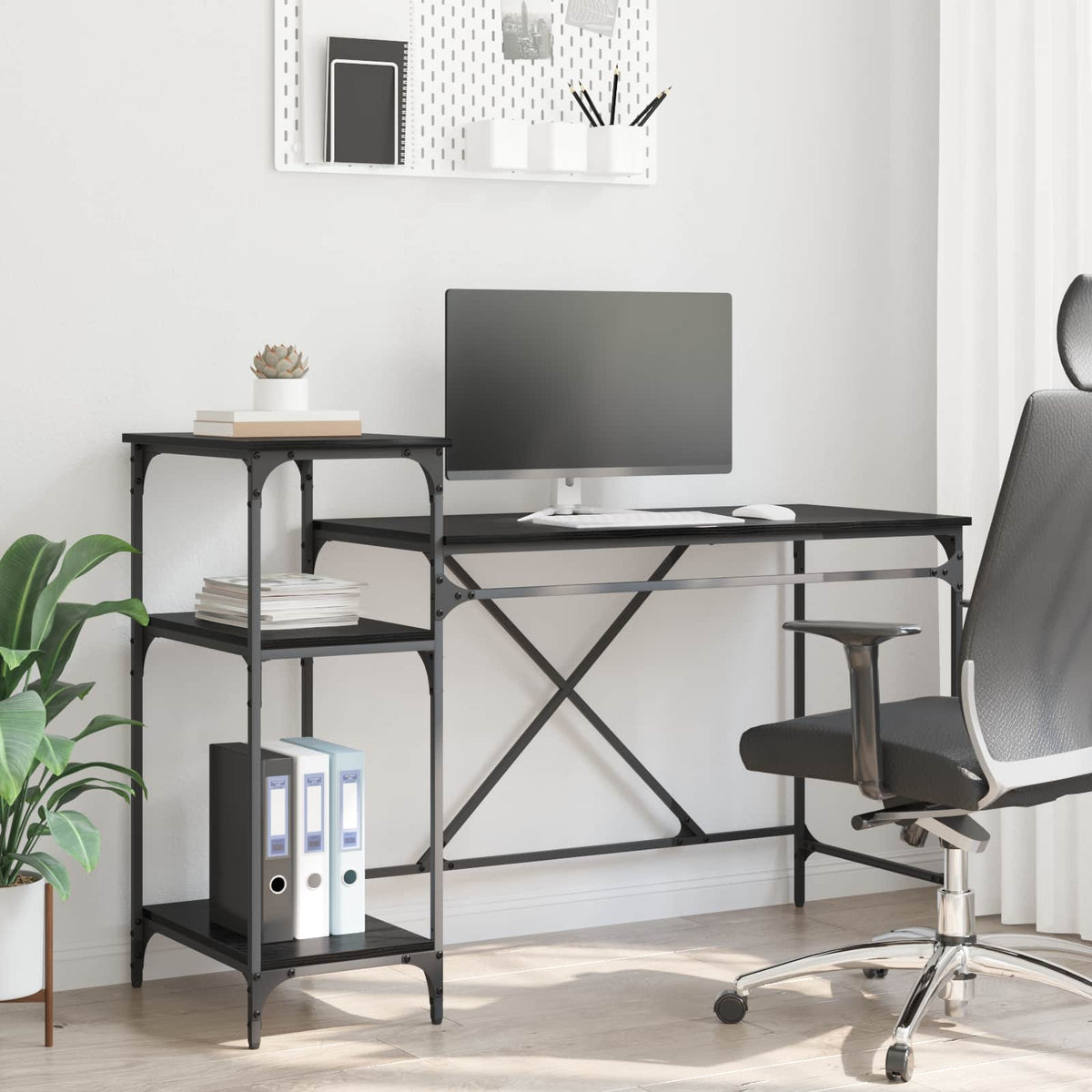 Vidaxl bureau zwart eiken bewerkt hout 135 x 50 x 90 cm