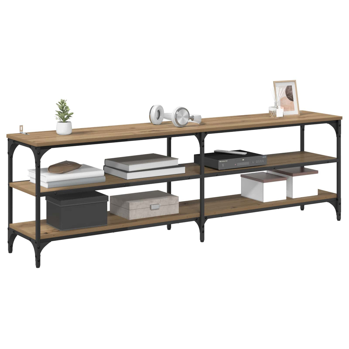 Vidaxl tv-kast 160 x 30 x 50 cm artisan eiken gemonteerd hout en ijzer
