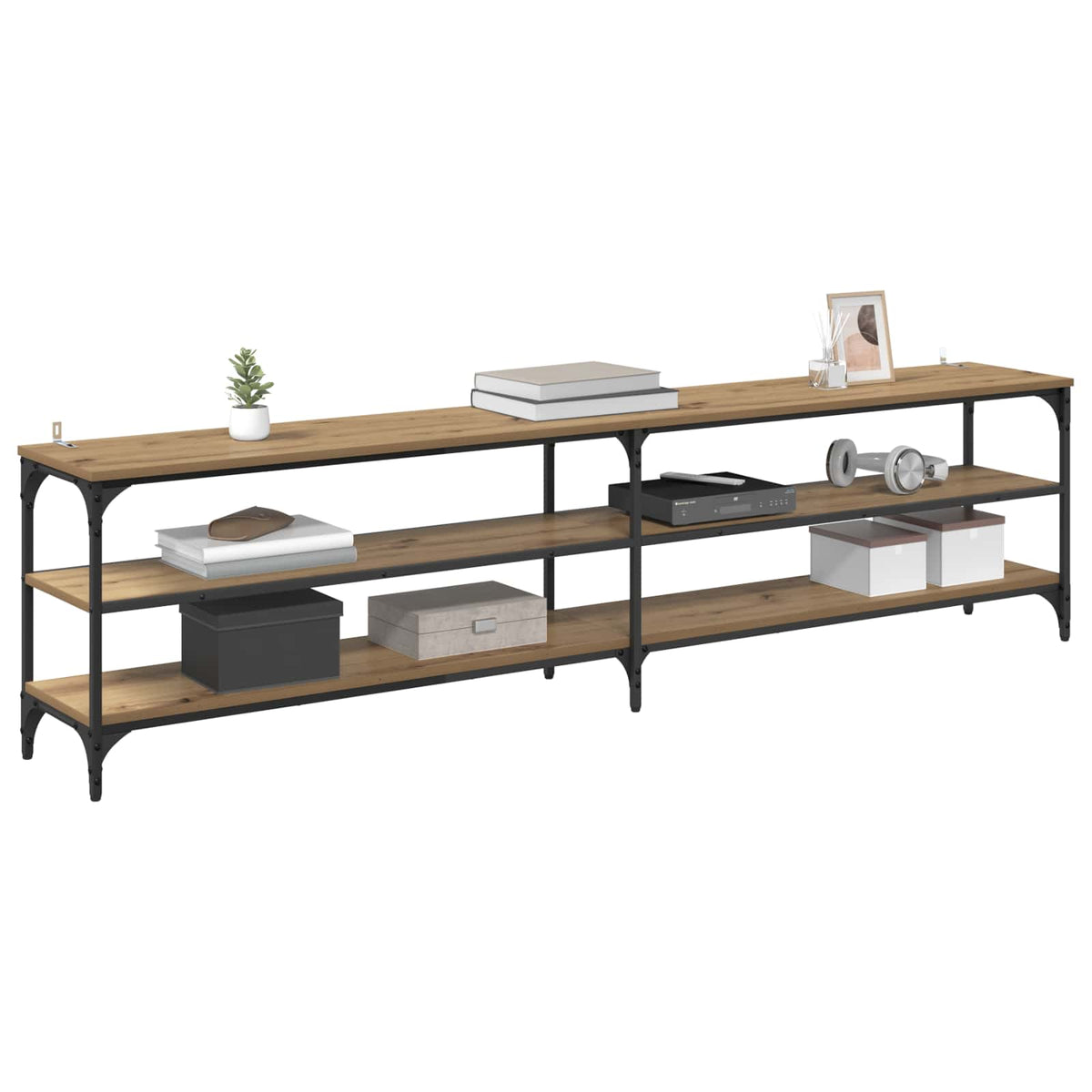 Vidaxl tv-kast 200 x 30 x 50 cm artisan eiken gemonteerd hout en ijzer