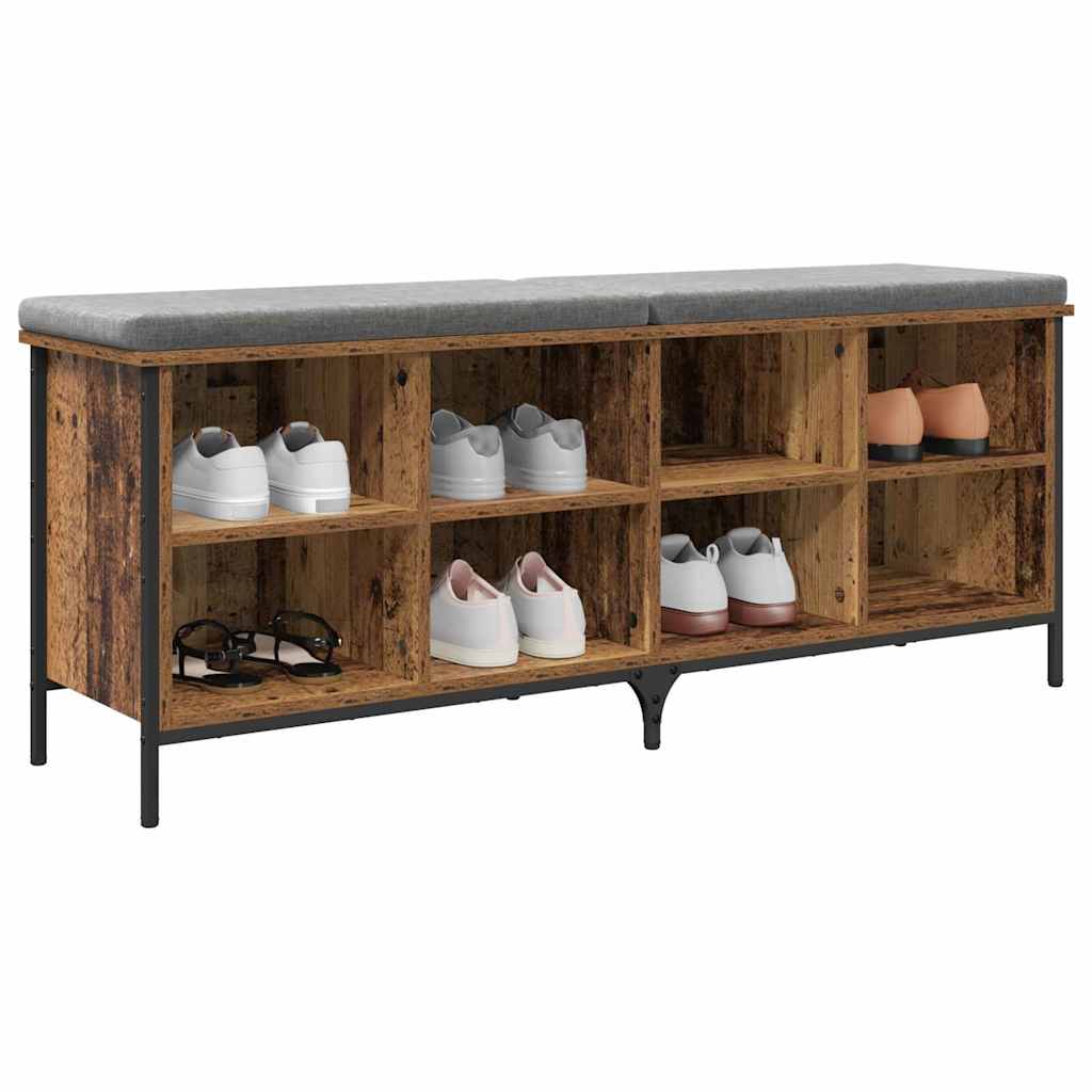 Vidaxl schoenenkast oud hout 131 x 35 x 50 cm gemonteerd hout en ijzer