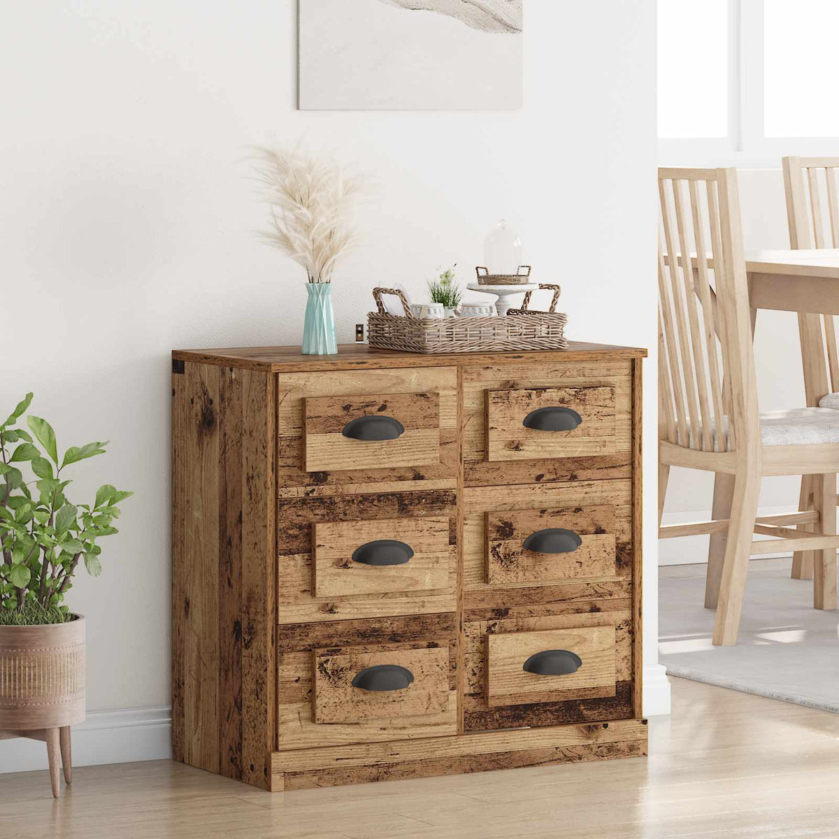 Vidaxl dressoir oud hout 70 x 35,5 x 67,5 cm bewerkt hout