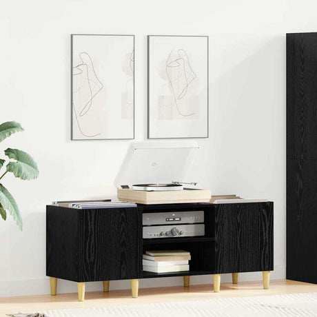 Vidaxl platenkast 121 x 38 x 48 cm bewerkt hout zwart eiken