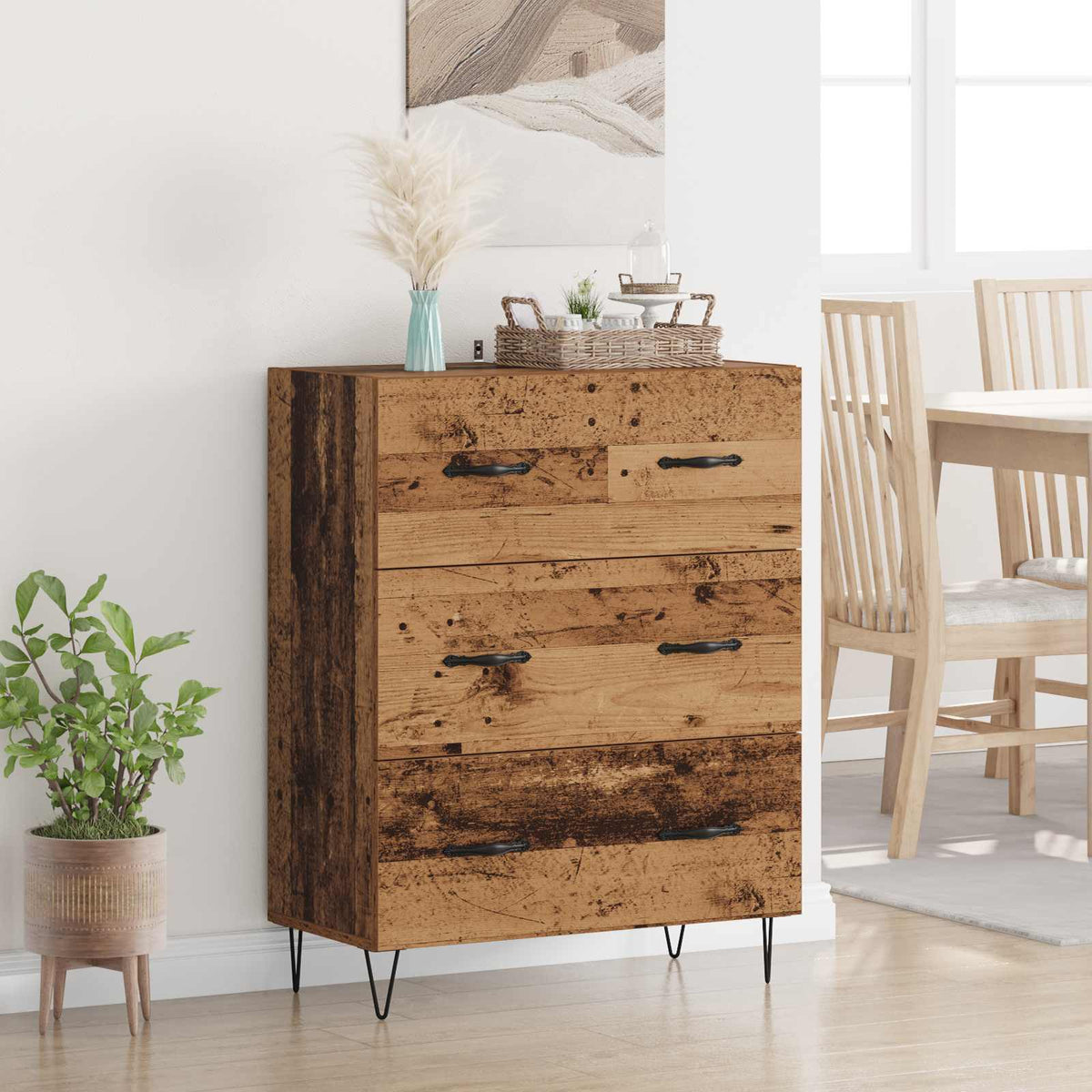 Vidaxl dressoir oud hout 69,5 x 34 x 90 cm gemonteerd hout en ijzer