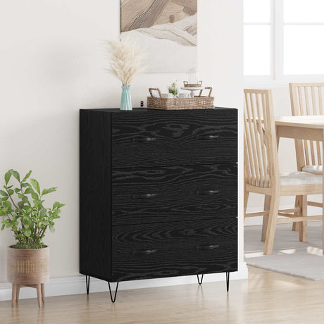 Vidaxl dressoir zwart eiken 69,5 x 34 x 90 cm gemonteerd hout en ijzer