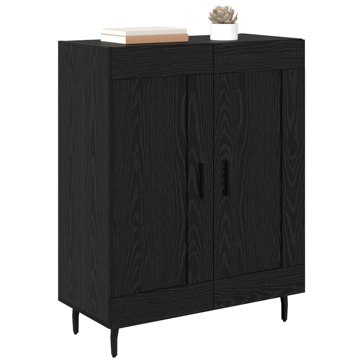 Vidaxl dressoir zwart eiken 69,5 x 34 x 90 cm gemonteerd hout en ijzer