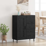 Vidaxl dressoir zwart eiken 69,5 x 34 x 90 cm gemonteerd hout en ijzer