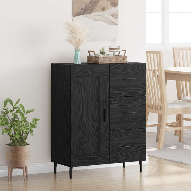 Vidaxl dressoir zwart eiken 69,5 x 34 x 90 cm gemonteerd hout en ijzer