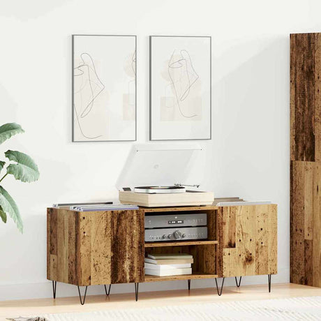 Vidaxl platenkast oud hout 121 x 38 x 48 cm gemonteerd hout en ijzer