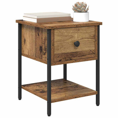Vidaxl nachtkastje oudhout 34 x 35,5 x 45 cm bewerkt hout