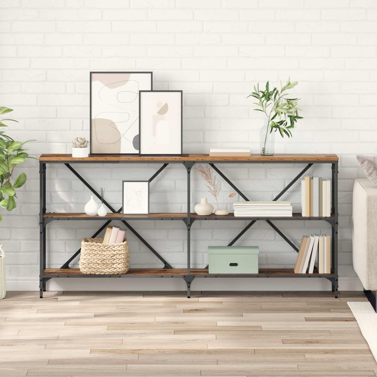 Vidaxl wandtafel oudhout 160 x 30 x 75 cm bewerkt hout