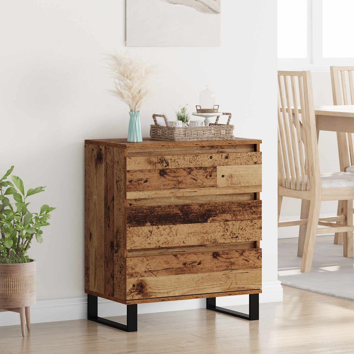 Vidaxl dressoir oud hout 60 x 35 x 70 cm bewerkt hout
