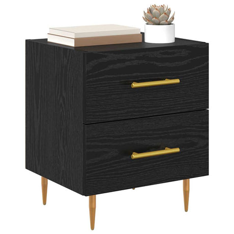 Vidaxl nachtkastje zwart eiken 40 x 35 x 47,5 cm bewerkt hout