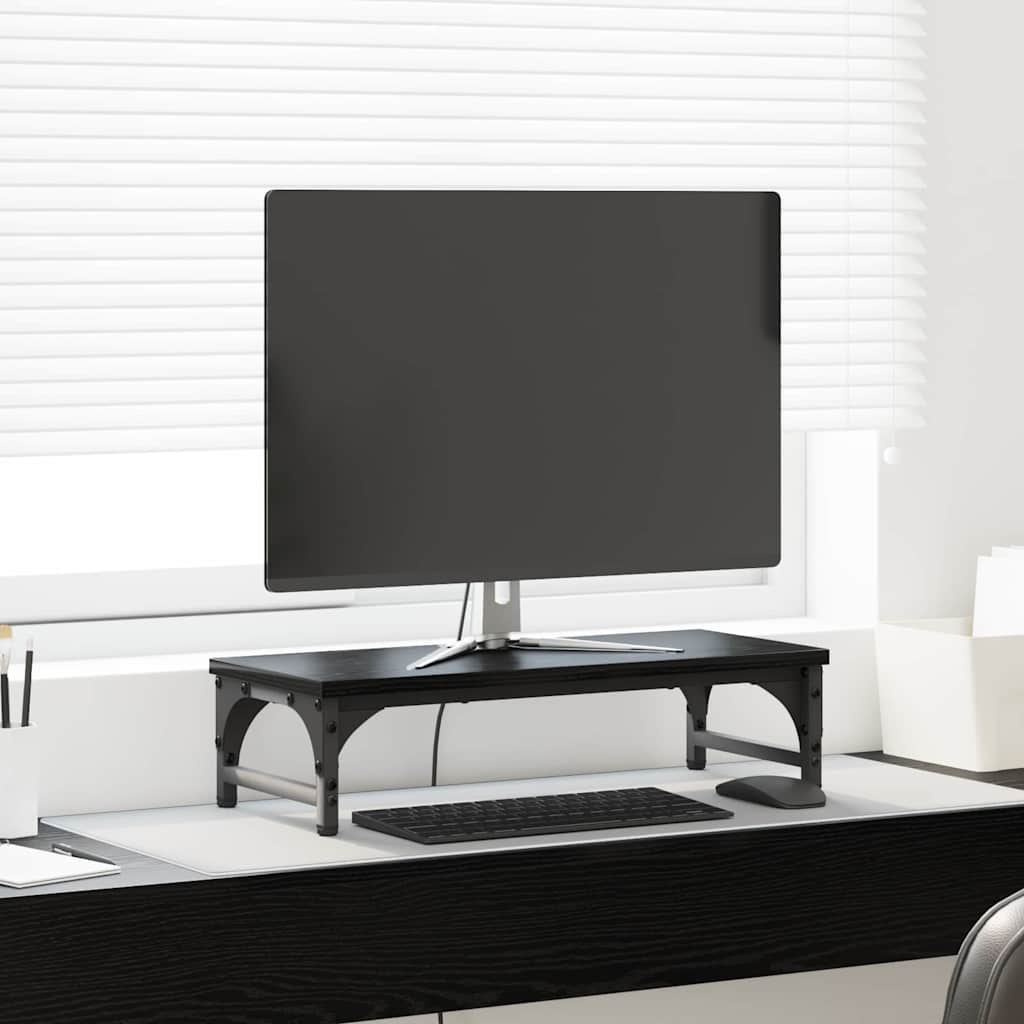 Vidaxl monitor stand zwart eiken 55 x 23 x 14 cm bewerkt hout