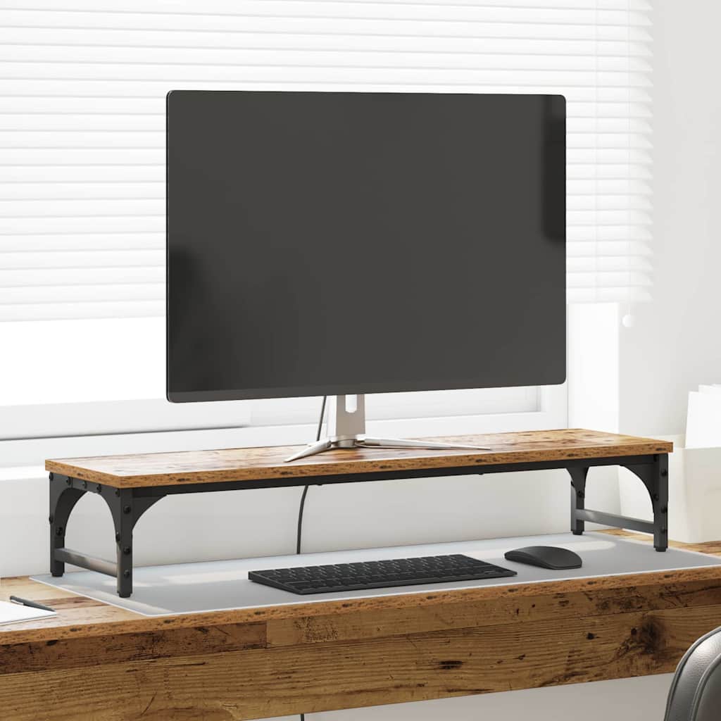 Vidaxl monitor stand oud hout 85 x 23 x 15,5 cm bewerkt hout