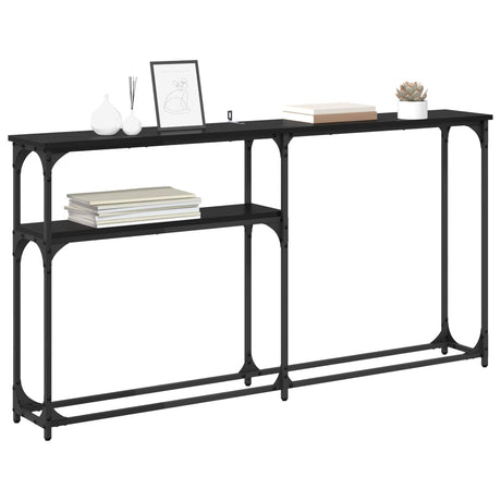Vidaxl consoletafel zwart eiken 146 x 22,5 x 75 cm bewerkt hout