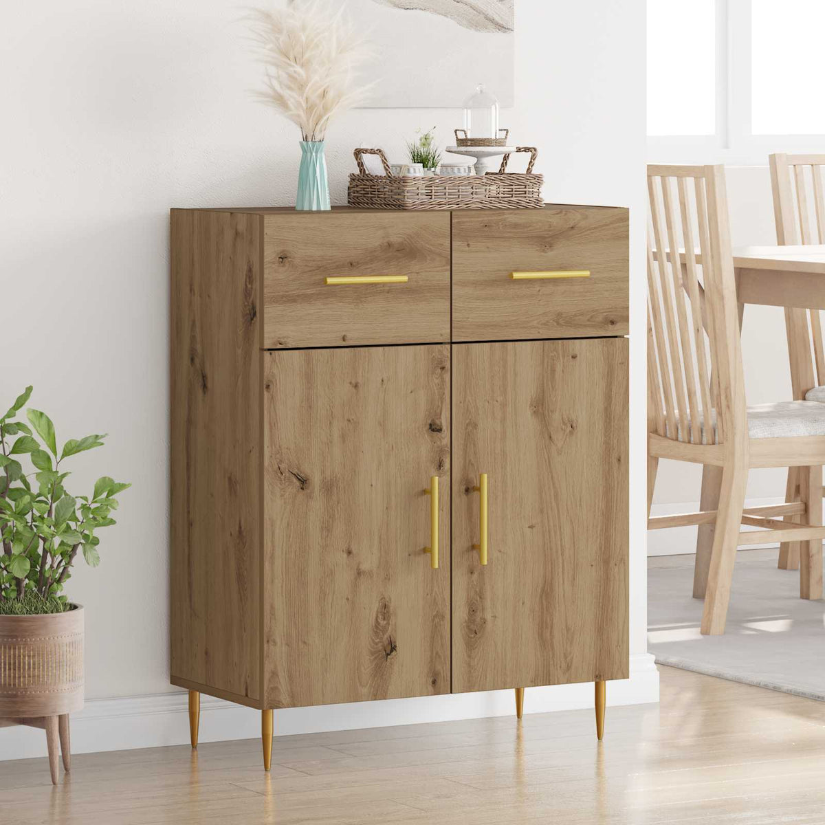 Vidaxl dressoir artisan eiken 69,5 x 34 x 90 cm bewerkt hout