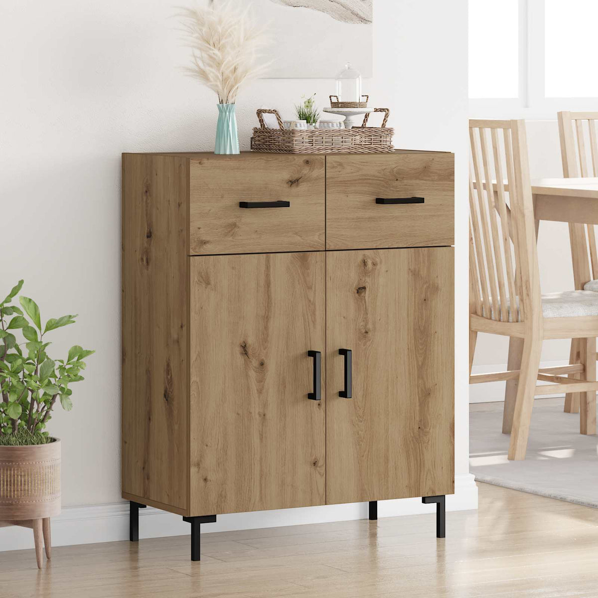 Vidaxl dressoir artisan eiken 69,5 x 34 x 90 cm bewerkt hout