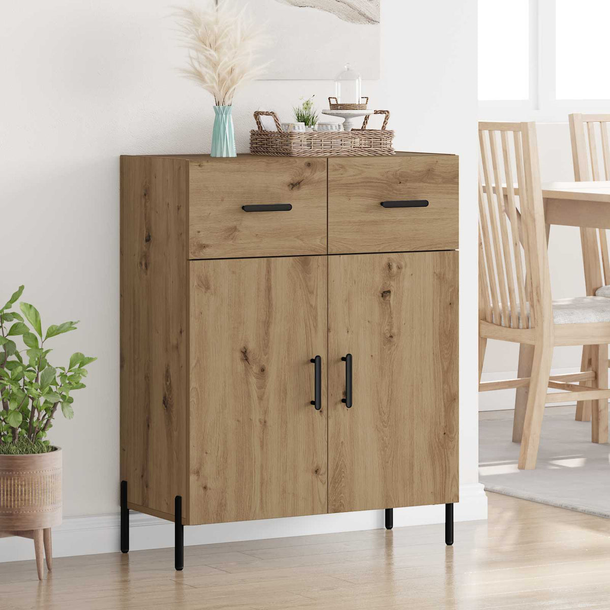 Vidaxl dressoir artisan eiken 69,5 x 34 x 90 cm bewerkt hout