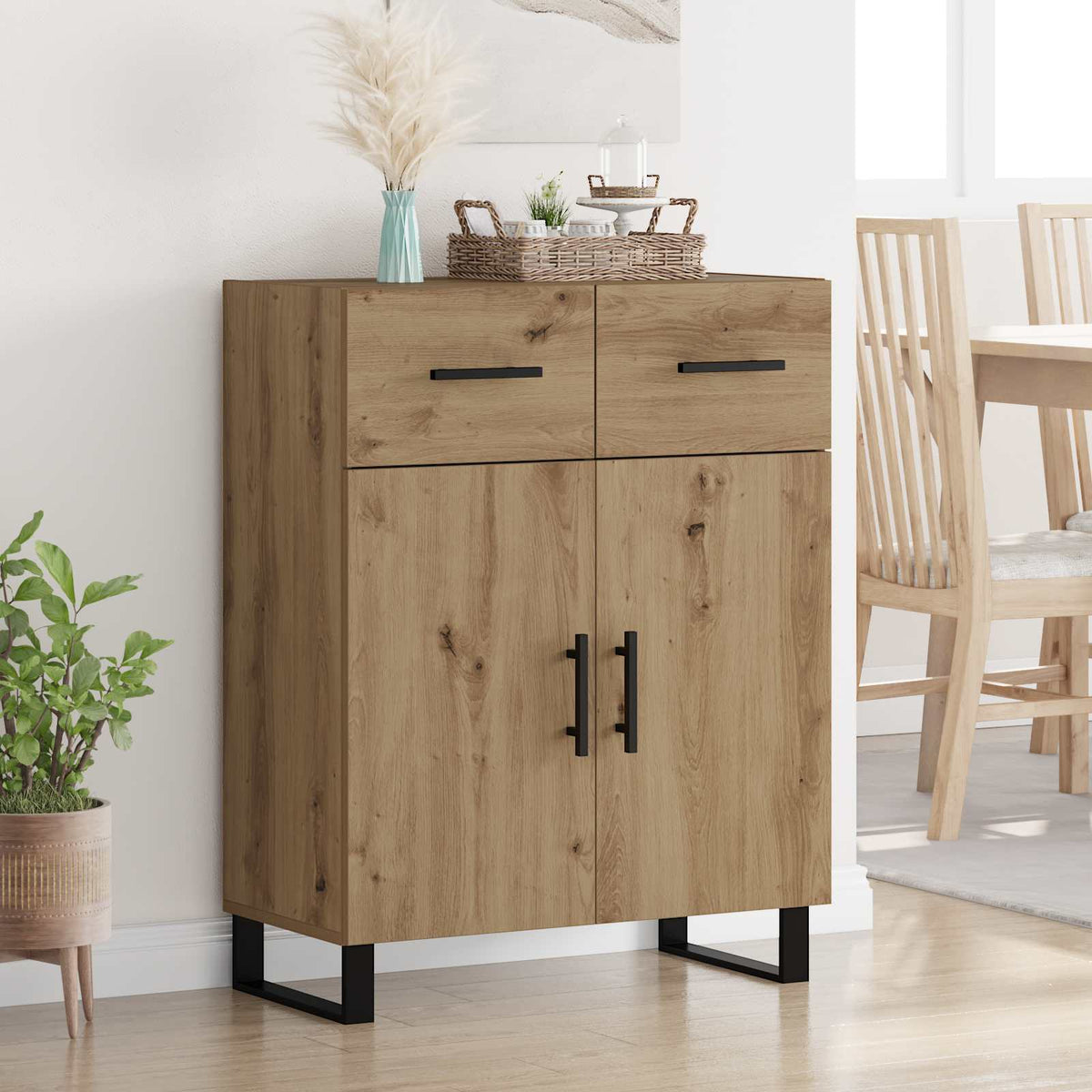 Vidaxl dressoir artisan eiken 69,5 x 34 x 90 cm bewerkt hout