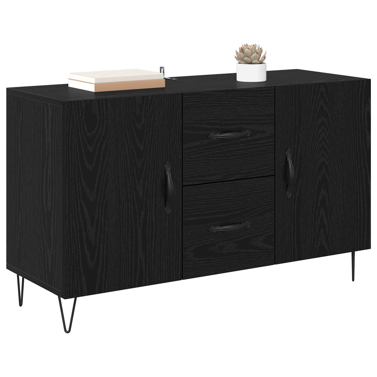 Vidaxl dressoir zwart eiken 100 x 36 x 60 cm bewerkt hout