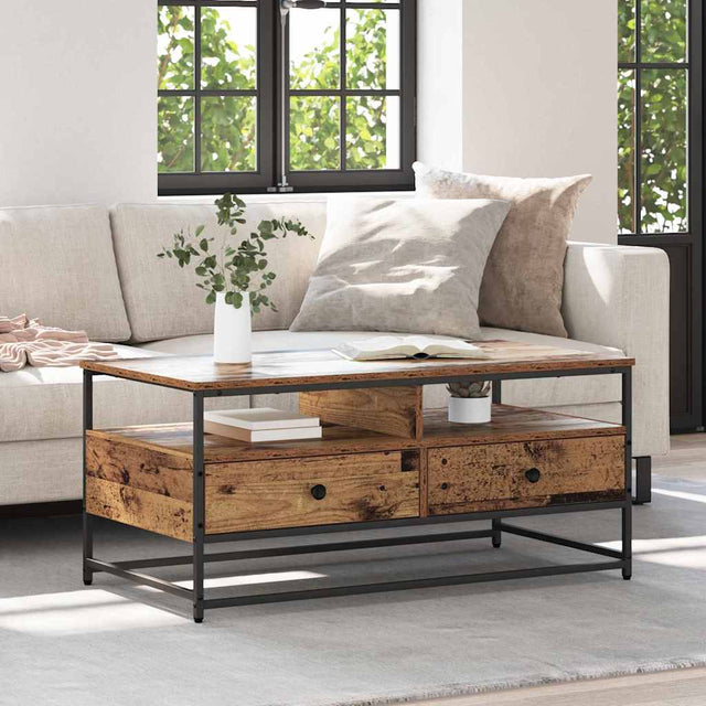 Vidaxl salontafel oud hout 100 x 51 x 45 cm bewerkt hout