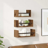 Vidaxl wandplankenset 3 st oud hout 40x16x14cm bewerkt hout